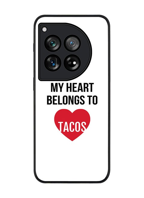 Rugged Black edge case for OnePlus 12R / OnePlus Ace 3 5G, Slim fit Case Flexible Anti Drop TPU Gel Thin Cover - My heart belongs to tacos