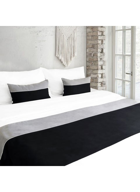 Bed Runner & Inner Filled Throw Pillow Set with Piping