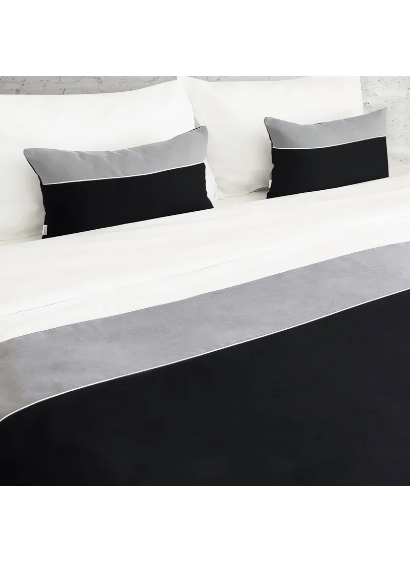 Ritmo Home Bed Runner & Inner Filled Throw Pillow Set with Piping
