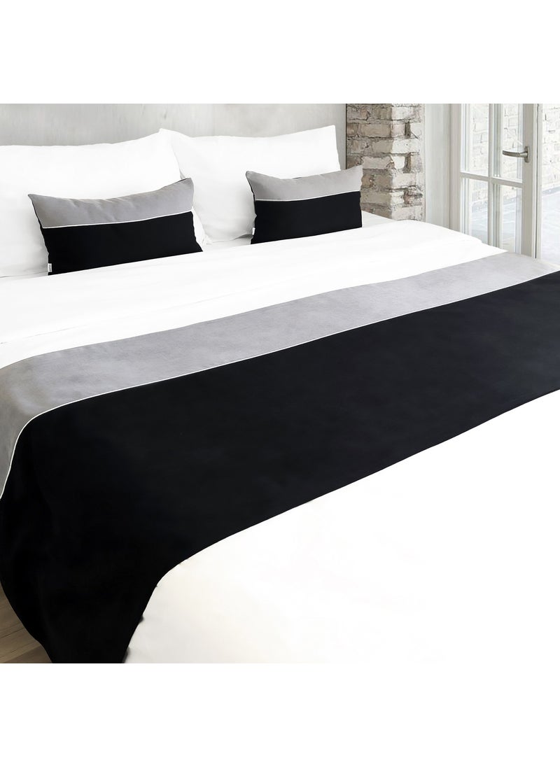 Ritmo Home Bed Runner & Inner Filled Throw Pillow Set with Piping  - Image 4