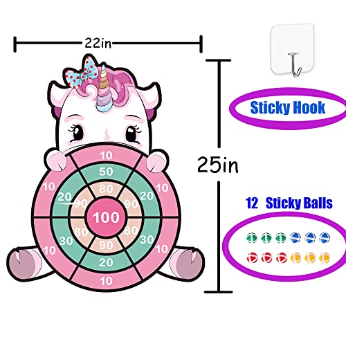 HONGID Unicorn Toys for 3-12 Year Old Girls,25”Large Dart Board Kids Toys for 6-12 Year Old Girls Teens Party Outdoor Games,Christmas Birthday Gifts for Girls Age 3-12, Pink (KL-2022) - Image 2