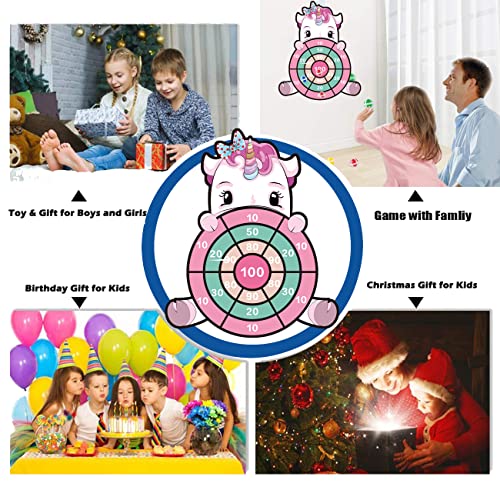 HONGID Unicorn Toys for 3-12 Year Old Girls,25”Large Dart Board Kids Toys for 6-12 Year Old Girls Teens Party Outdoor Games,Christmas Birthday Gifts for Girls Age 3-12, Pink (KL-2022) - Image 3