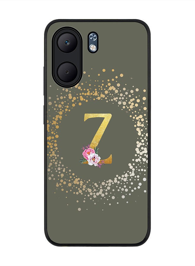 Stylizedd For Oppo A5x 5G / A5x 4G Case,Slim fit Camera Protection, Shockproof Thin Phone cover  - Custom Monogram Floral - Z  (Olive Green )