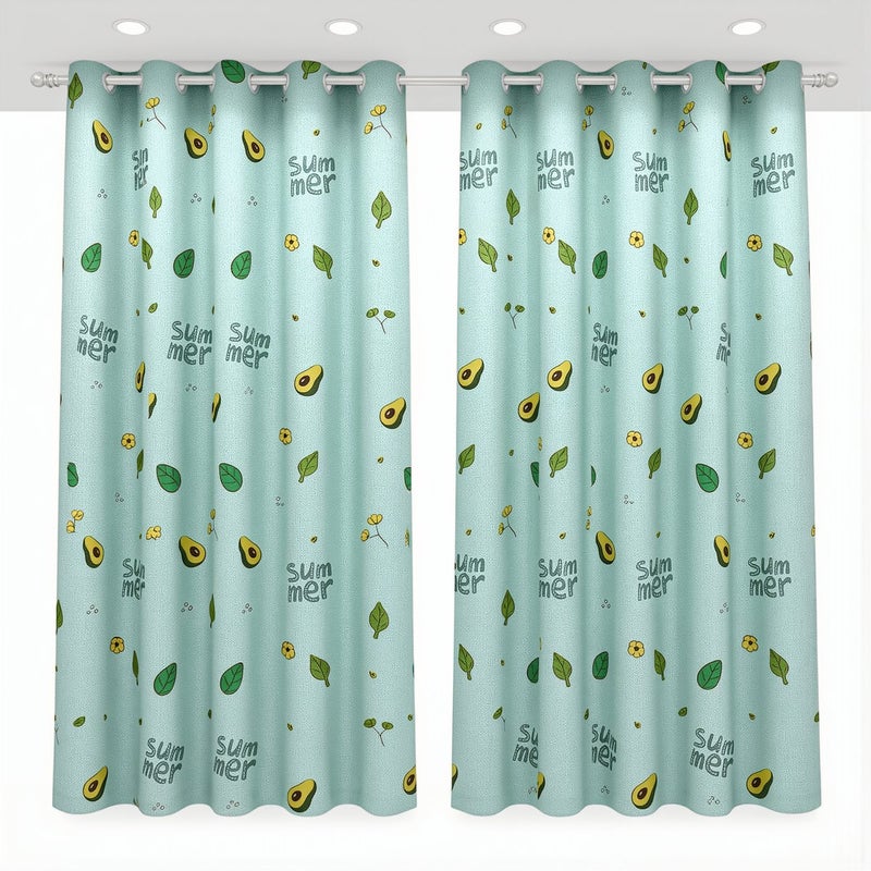Blackout Curtain Cactus Succulent Print 1.0W x 2.25H For Kids Nursery Room - Image 1