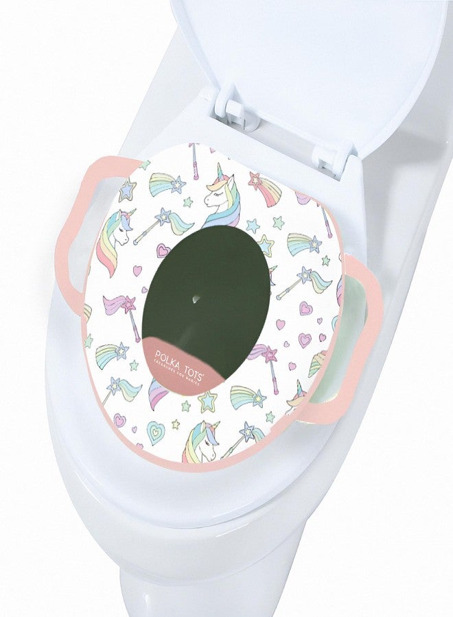 POLKA TOTS Plastic Unicorn Design Pink Potty Seat With Handle For Extra Comfort, Suitable For Potty Training Of Babies, Kids & Toddlers - Image 2