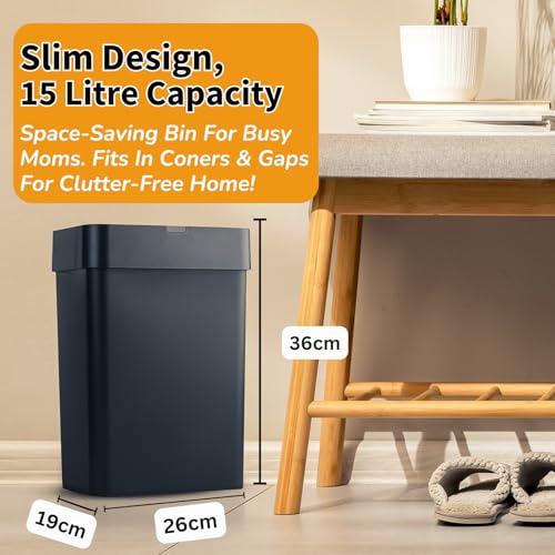 InstaCuppa Automatic Touchless Motion Sensor Dustbin – Quick Open, Soft Close Lid, Durable ABS Plastic Body with IPX5 Waterproof, Perfect for Busy Moms To Use In Kitchen, Bathroom & Bedroom, 15 Liters - Image 2