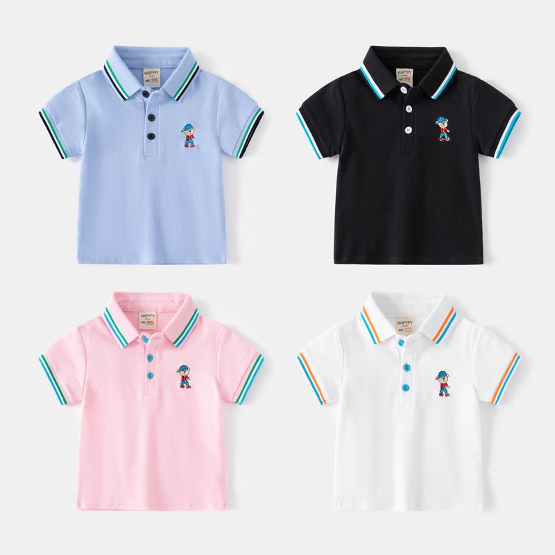 2023 New Boys Short Sleeve T-Shirt Korean Embroidery Children'S Short Sleeve T-Shirt Baby Summer Coat Tide A Generation Of Hair - Image 2