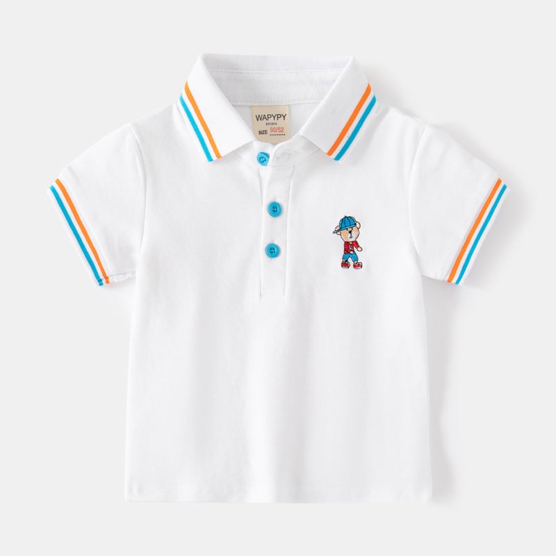 2023 New Boys Short Sleeve T-Shirt Korean Embroidery Children'S Short Sleeve T-Shirt Baby Summer Coat Tide A Generation Of Hair - Image 3