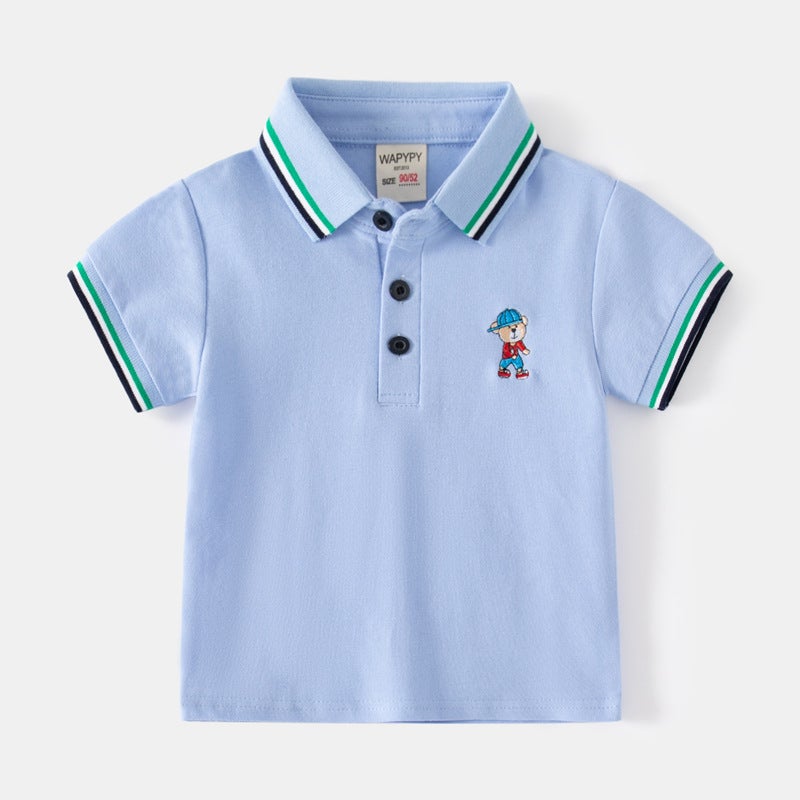 2023 New Boys Short Sleeve T-Shirt Korean Embroidery Children'S Short Sleeve T-Shirt Baby Summer Coat Tide A Generation Of Hair - Image 1