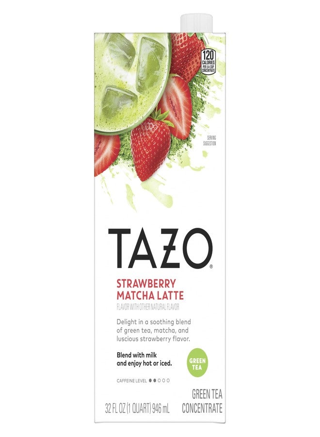 TAZO Strawberry Matcha Concentrate, Easy-to-Serve for Everyday Refreshers and Mocktails, 32 oz Carton - Image 1
