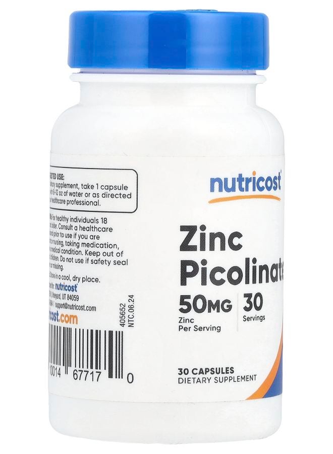 Nutricost Zinc Picolinate 50 mg 30 Capsules - Image 2