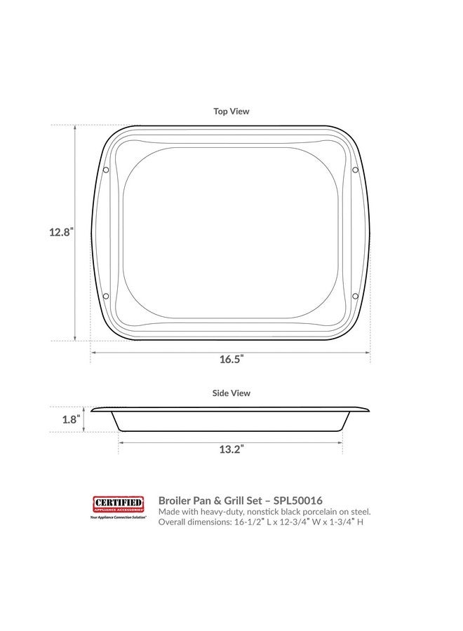 Certified Appliance Accessories ملحقات الأجهزة المعتمدة طقم صينية شواية من البورسلين الثقيل 16 إنش × 12.75 إنش باللون الأسود (50016) - Image 5