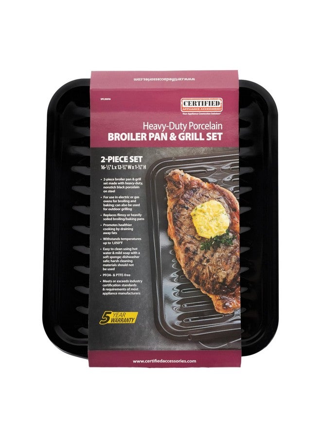 Certified Appliance Accessories ملحقات الأجهزة المعتمدة طقم صينية شواية من البورسلين الثقيل 16 إنش × 12.75 إنش باللون الأسود (50016) - Image 4