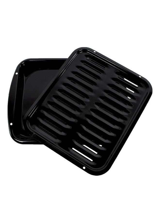 Certified Appliance Accessories ملحقات الأجهزة المعتمدة طقم صينية شواية من البورسلين الثقيل 16 إنش × 12.75 إنش باللون الأسود (50016) - Image 1