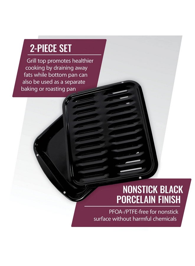 Certified Appliance Accessories ملحقات الأجهزة المعتمدة طقم صينية شواية من البورسلين الثقيل 16 إنش × 12.75 إنش باللون الأسود (50016) - Image 2