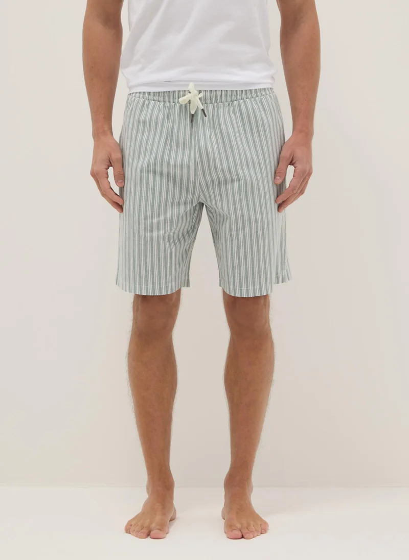 او في اس OVS Multicoloured Striped Pure Cotton Regular Fit Pyjama Shorts