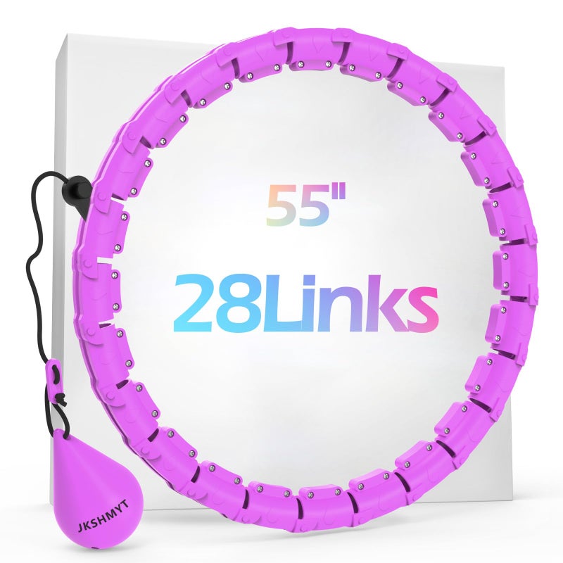 JKSHMYT Weighted Hula Circle Hoops for Adults Weight Loss, Infinity Fitness Hoop Plus Size 55 Inch, 28 Detachable Links, Exercise Hoop Suitable for Women and Beginners - Image 1