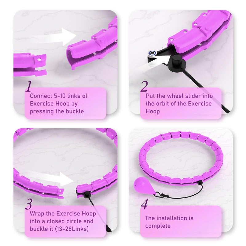 JKSHMYT Weighted Hula Circle Hoops for Adults Weight Loss, Infinity Fitness Hoop Plus Size 55 Inch, 28 Detachable Links, Exercise Hoop Suitable for Women and Beginners - Image 4