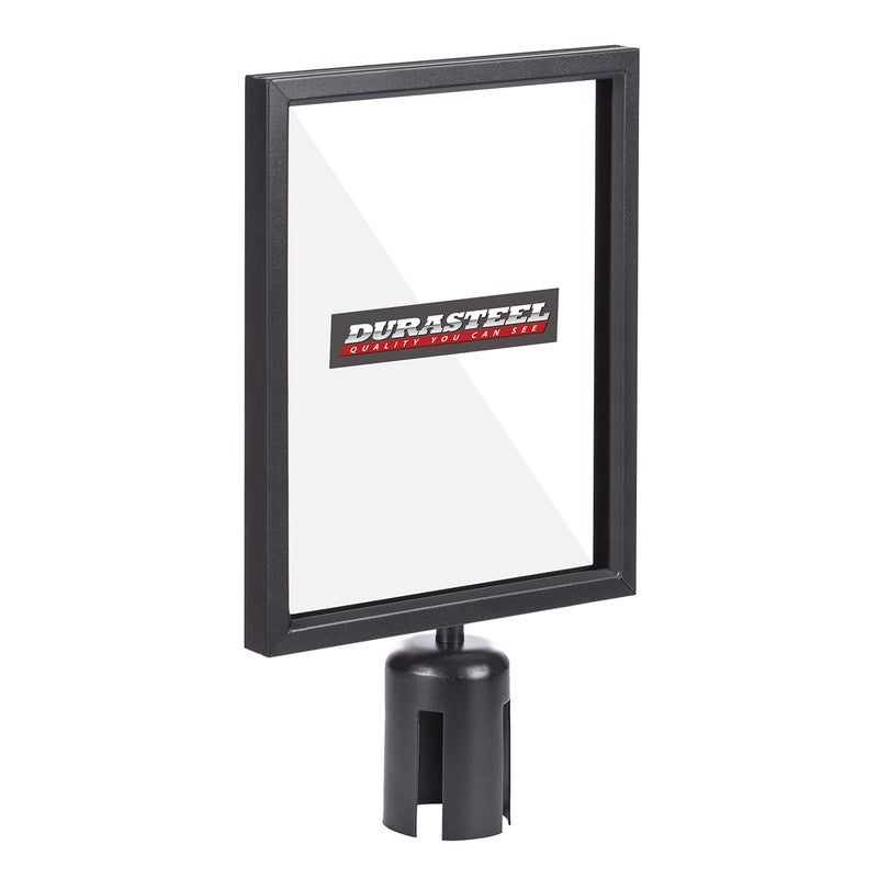 DuraSteel Stanchion Sign Holder Portrait Display for 85 x 11 Paper Size Double Sided Sign Frame with Plexiglass Cover NOT Fit with US Weigh Sentry Stanchion Crowd Control Queue Barrier