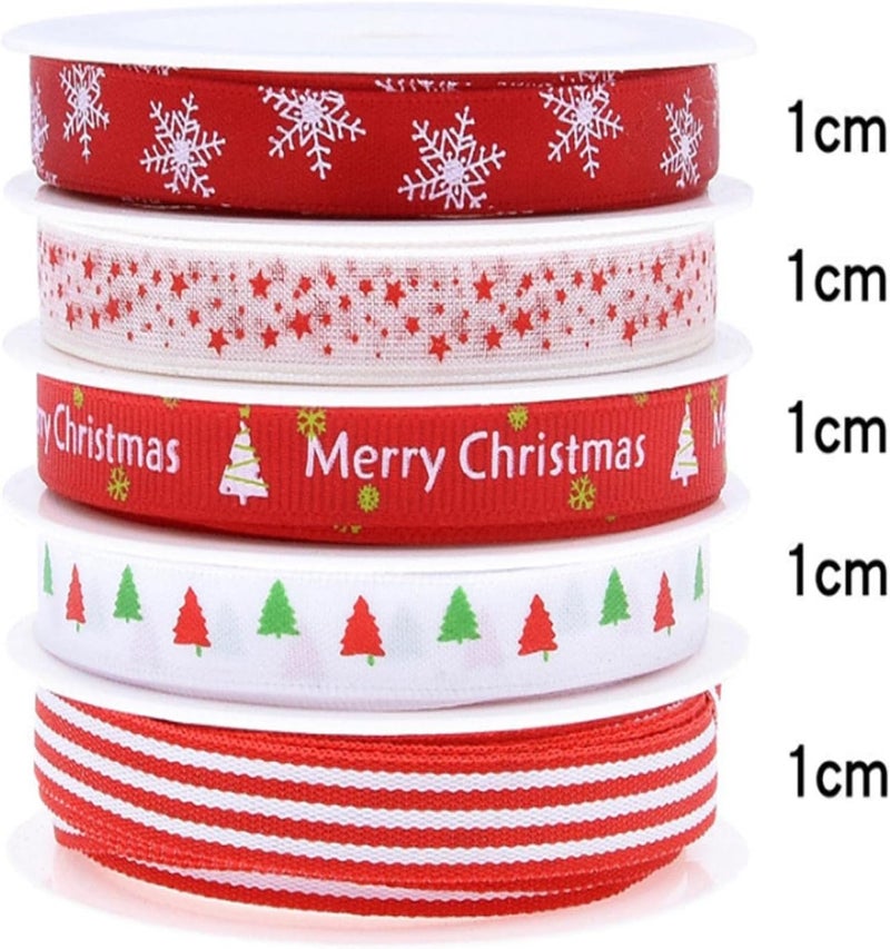 5Rolls Multicolor Grosgrain Ribbons - Perfect for Christmas Holiday Crafting and Gift Wrapping - DIY Hair Bows, Wedding Decor and Sewing Lace Trims, Z3A39ZE0KDBER9E18 - Image 2
