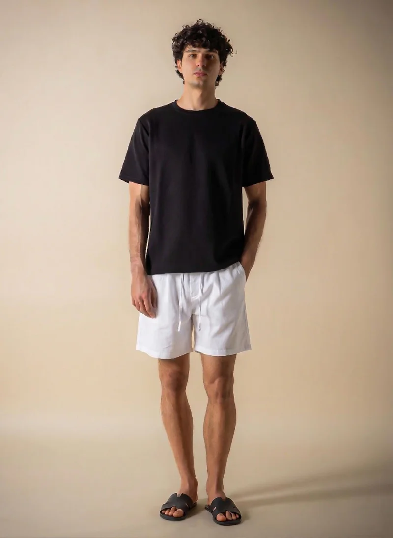 SHAPES PLEATED LINEN BLEND SHORTS
