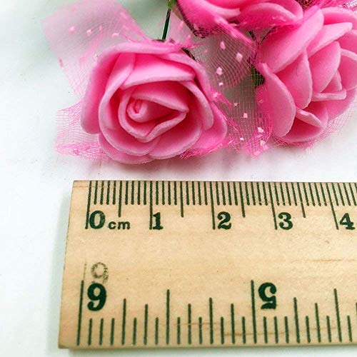 Tia Crafts Foam, Plastic Artificial Rose Flower Heads 144pcs Mini Fake Roses DIY Wedding Flowers Accessories Make Bridal Hair Clips Headbands Dress (Light Pink) - Image 3