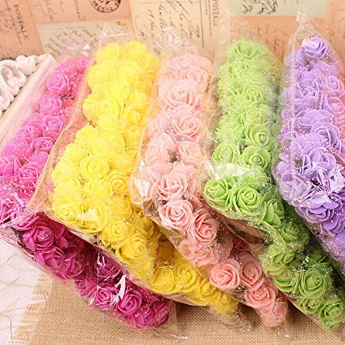 Tia Crafts Foam, Plastic Artificial Rose Flower Heads 144pcs Mini Fake Roses DIY Wedding Flowers Accessories Make Bridal Hair Clips Headbands Dress (Light Pink) - Image 2