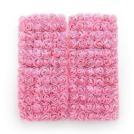 Tia Crafts Foam, Plastic Artificial Rose Flower Heads 144pcs Mini Fake Roses DIY Wedding Flowers Accessories Make Bridal Hair Clips Headbands Dress (Light Pink) - Image 5