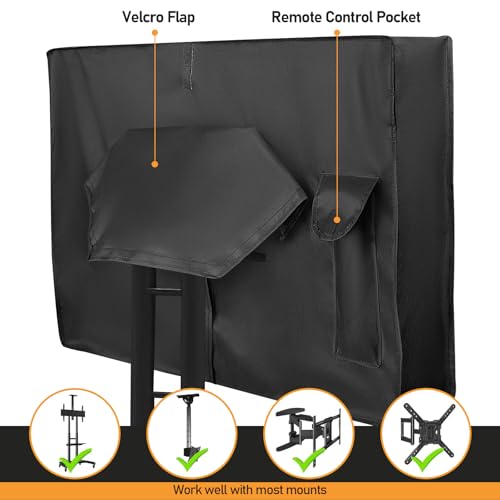 2win2buy Outdoor TV Cover 48 to 50 Inch Weatherproof, Waterproof Outside TV Covers Heavy Duty 600D Oxford TV Covers Outdoor TV Screen Protectors Shield with Full Zippers and Velcro for Flat Screen Outdoor TVs - Image 5