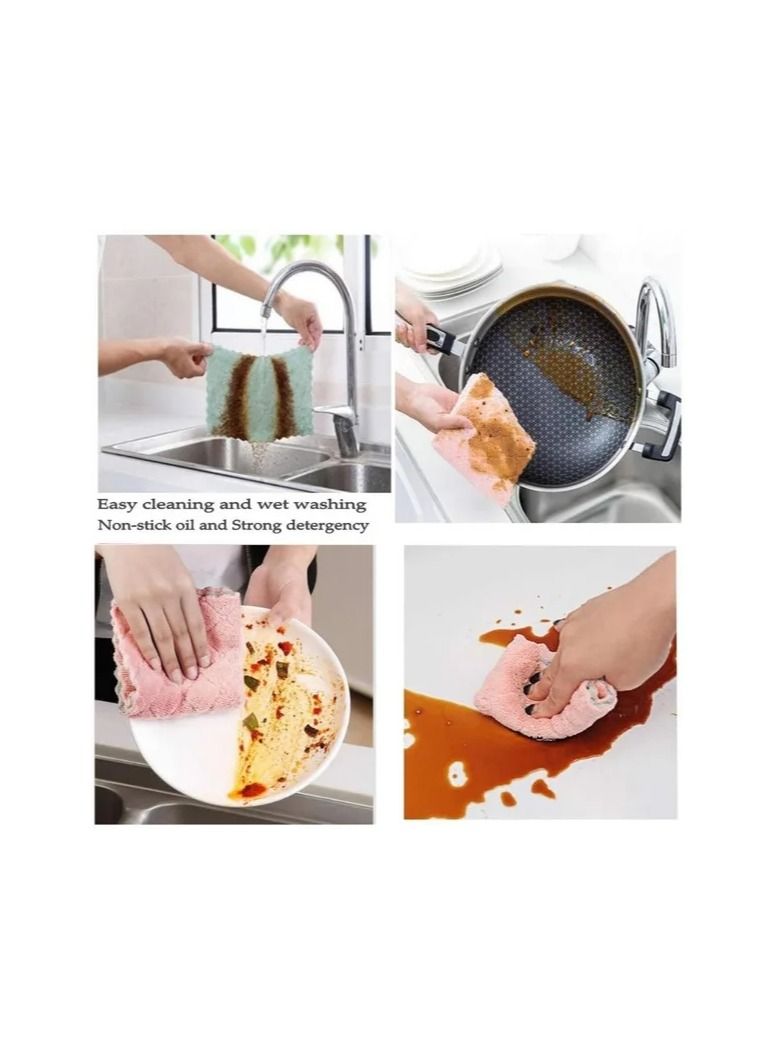 10-Pieces Random Color Microfiber Towel,Absorbent Kitchen Cleaning Cloths Dish Rag,Household Fabric Wash Dishcloth  - Image 2