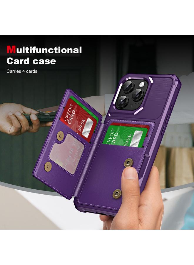 S-TOP Case For iPhone 16 Pro Horizontal Flip Card Bag Holder Leather Phone Case - Image 3