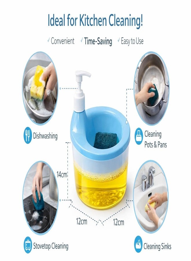 Bigining® Double Layer Soap Dispenser with Sponge Holder 1000ml – Plastic Dishwash Liquid Pump for Kitchen Sink & Bathroom | 2-in-1 Hand Wash & Dish Soap Holder (Multi Colour) - Image 4