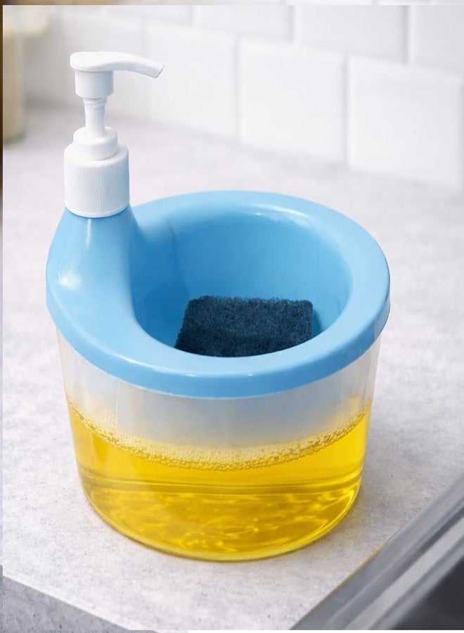 Bigining® Double Layer Soap Dispenser with Sponge Holder 1000ml – Plastic Dishwash Liquid Pump for Kitchen Sink & Bathroom | 2-in-1 Hand Wash & Dish Soap Holder (Multi Colour) - Image 3
