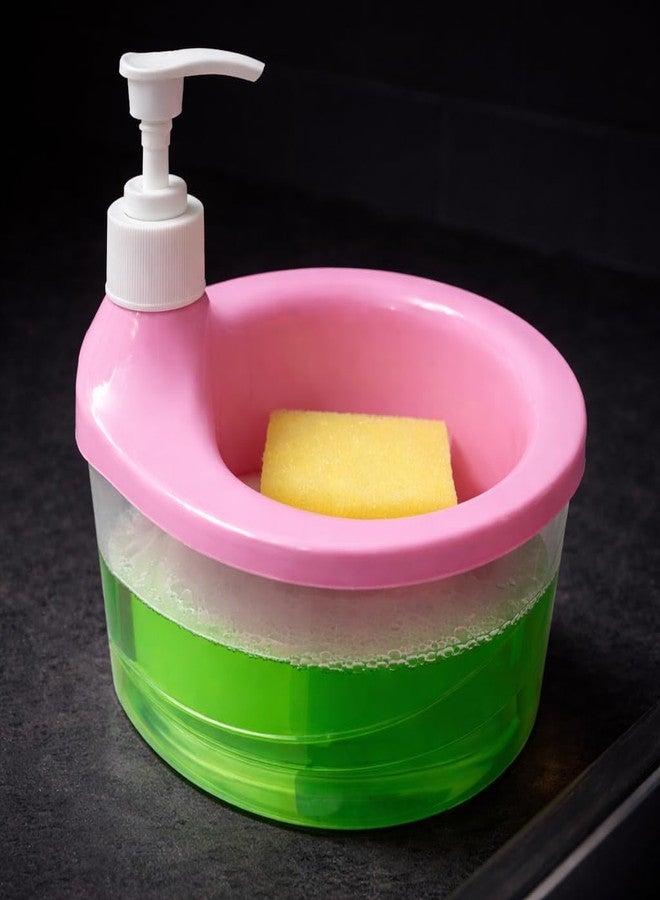 Bigining® Double Layer Soap Dispenser with Sponge Holder 1000ml – Plastic Dishwash Liquid Pump for Kitchen Sink & Bathroom | 2-in-1 Hand Wash & Dish Soap Holder (Multi Colour) - Image 1