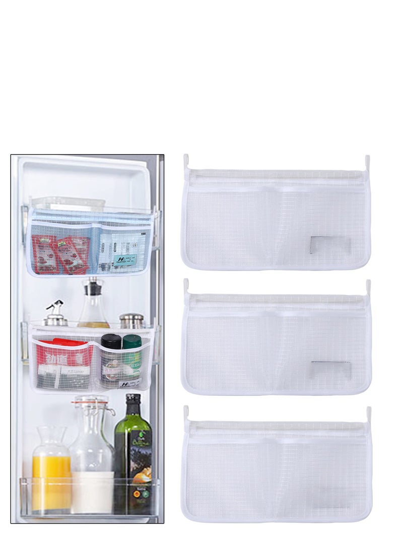 SYOSI (3 Pack) Refrigerator Door Organizer Mesh Bags Set,Fridge Door Organizer, Fridge Storage Container Used for Kitchen, Refrigerator Door,Bag Storage Organizer for Small Objects, WHITE  - Image 1