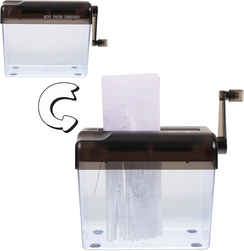 Manual Small Paper Shredder Desktop Hand Crank Office Document Shredder Wear-Resistant Gray for Home and School Use - Image 5