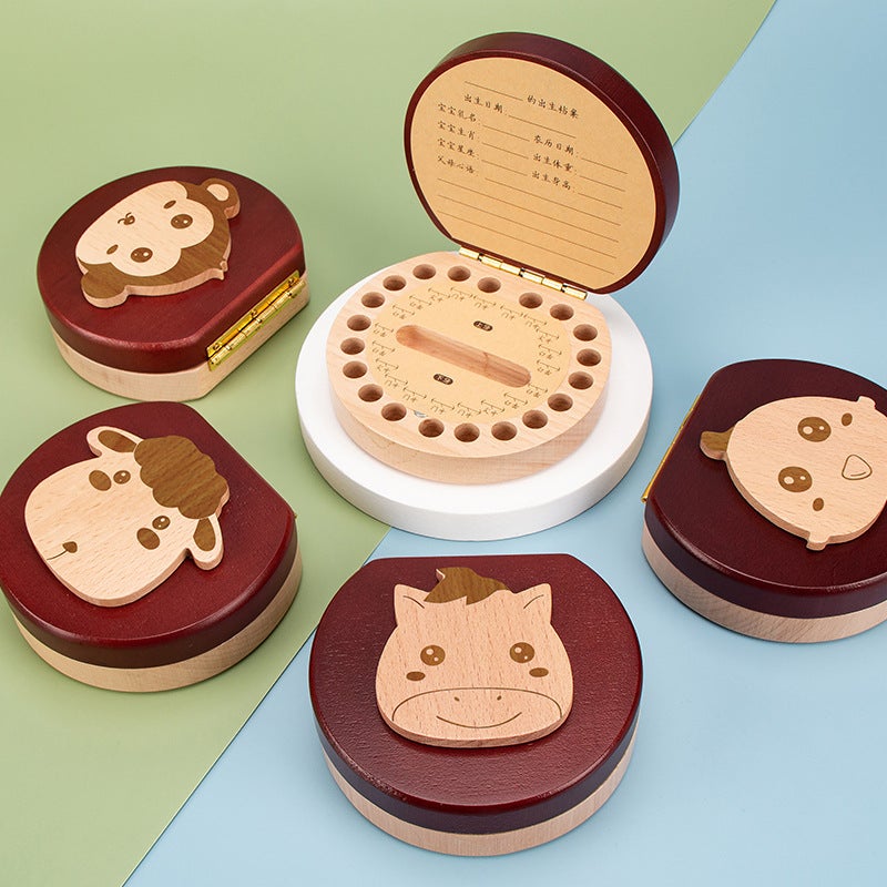 Baby Teeth Storage Box Children'S Baby Teeth Commemorative Box Girl Baby Teeth Collection Fetal Hair Preservation Wooden Box Boy - Image 3