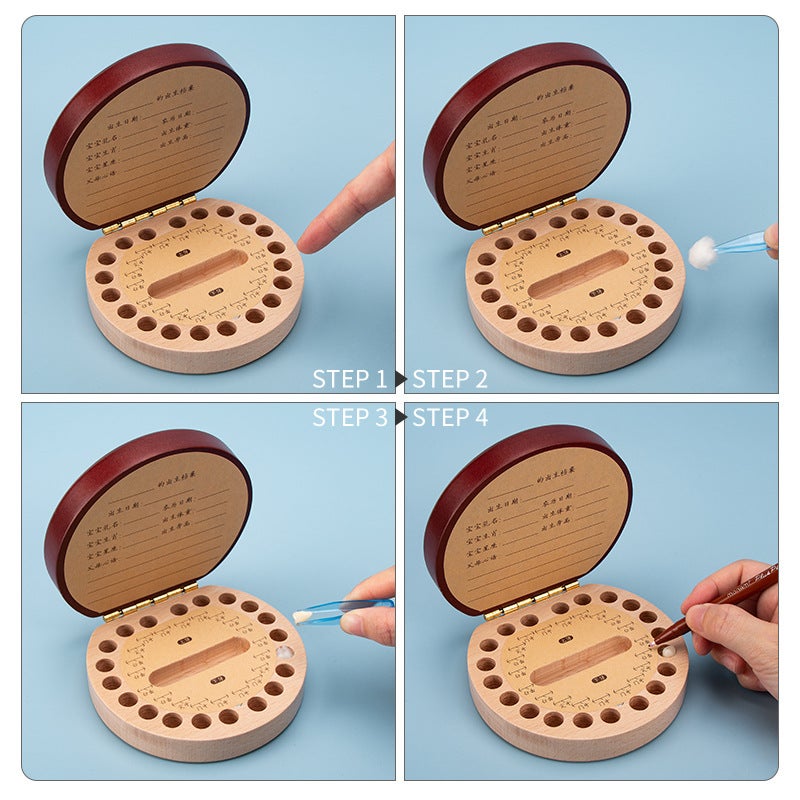 Baby Teeth Storage Box Children'S Baby Teeth Commemorative Box Girl Baby Teeth Collection Fetal Hair Preservation Wooden Box Boy - Image 4