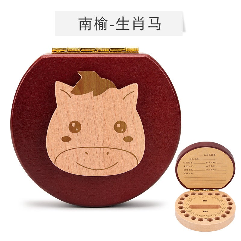 Baby Teeth Storage Box Children'S Baby Teeth Commemorative Box Girl Baby Teeth Collection Fetal Hair Preservation Wooden Box Boy - Image 1
