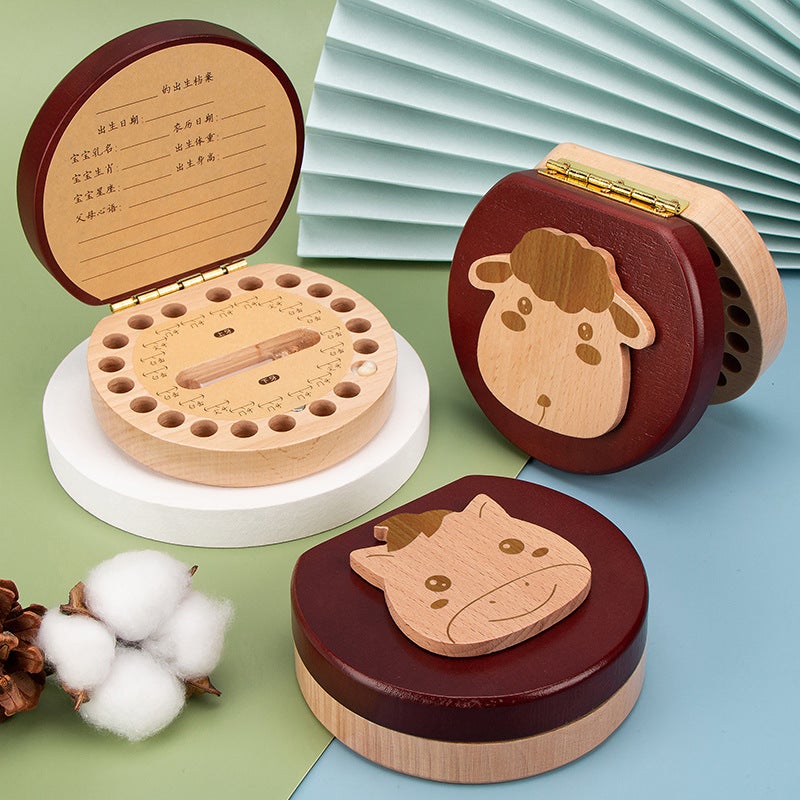 Baby Teeth Storage Box Children'S Baby Teeth Commemorative Box Girl Baby Teeth Collection Fetal Hair Preservation Wooden Box Boy - Image 2