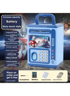 Creative Ultraman Piggy Bank Large Capacity Children Can't Break, Only Can't Get In Boy Piggy Bank Can't Break, Anti-fall-Color:Ace Monster [fingerprint Password Lock/music] Blue-Size:Charging Version