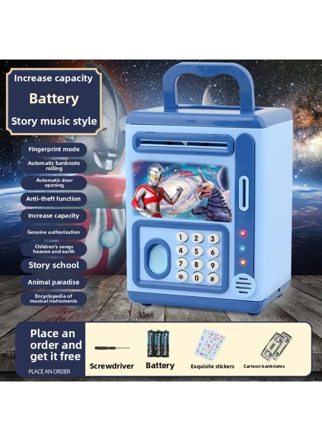 Generic - Creative Ultraman Piggy Bank Large Capacity Children Can't Break, Only Can't Get In Boy Piggy Bank Can't Break, Anti-fall-Color:Ace Monster [fingerprint Password Lock/music] Blue-Size:Charging Version - Image 1