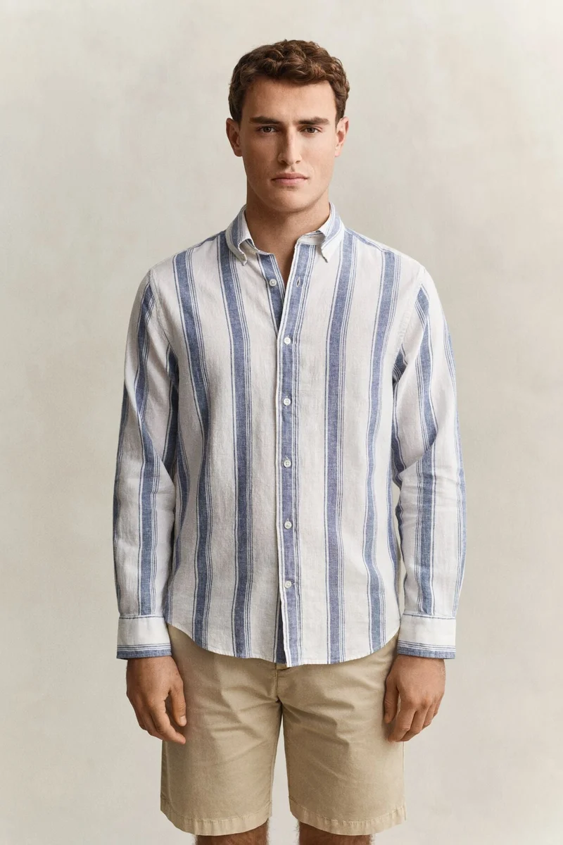 غانت Regular Cotton Linen Stripe Shirt
