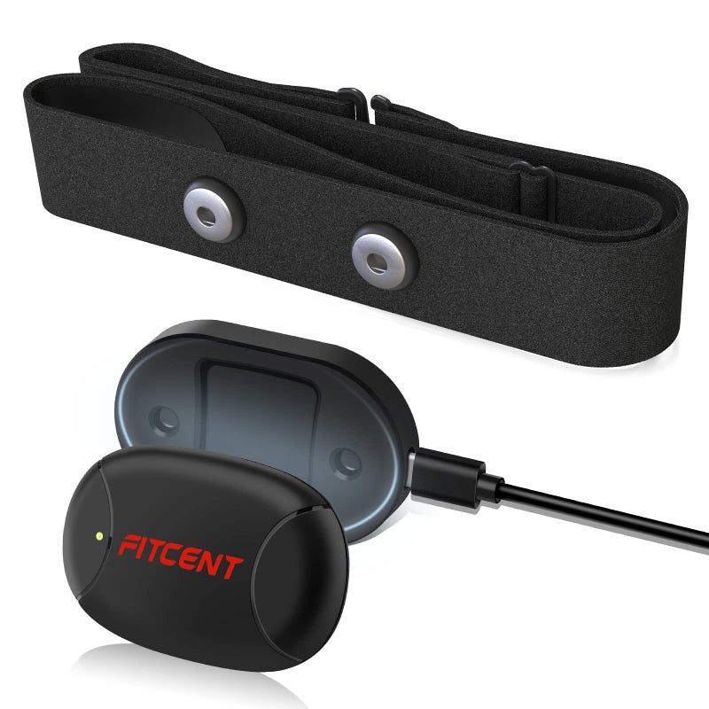 Fitcent حزام صدر لمراقبة معدل ضربات القلب القابل لإعادة الشحن FITCENT 5.3 كيلوهرتز / بلوتوث 5.0 / ANT+، مراقب معدل ضربات القلب لبيلوتون، مراقب معدل ضربات القلب للصدر لسترافا زويفت DDP يوغا - Image 1