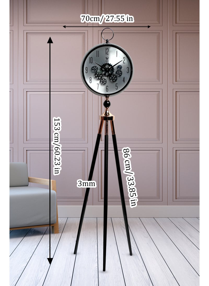 VOGUE VENUE Premium Vintage Tripod Floor Clock | Adjustable Wooden Stand | Antique Style Decorative Standing Clock for Living Room, Office & Home Décor - Image 4