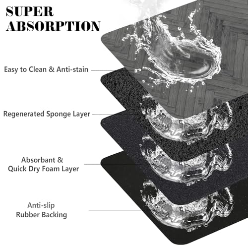 Ayiashiab Dog Food Mats for Floors Absorbent, Pet Cat Food Mat - Quick Dry Dog Bowl Mats for Food and Water, Eco-Friendly Boho Pet Supplies - Image 3