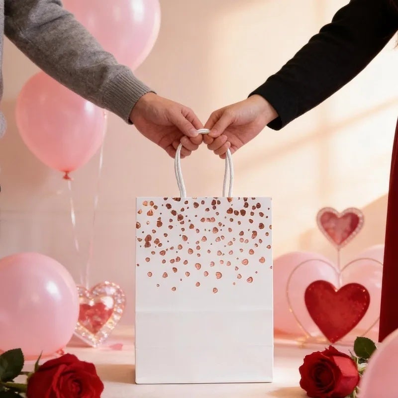 Valentine's Day Gift Packaging Bag Hot Stamping Heart-shaped Kraft Paper Handbag Birthday Wedding Christmas Decor Party Supplies - Image 4