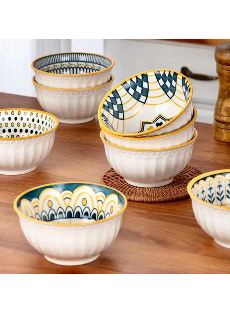 QUESERA Ceramic Cereal Bowls Salad,Soup,Rice Bowl Set,Yellow