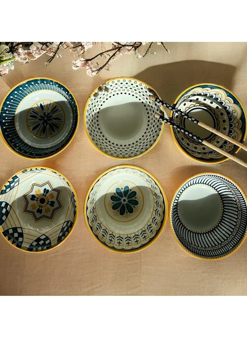 Quesera  Ceramic Cereal Bowls Salad,Soup,Rice Bowl Set,Yellow  | Best Price UAE