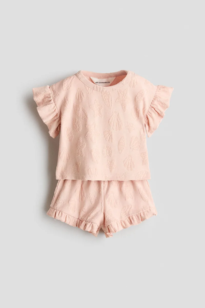 H&M 2-piece frilled terry set